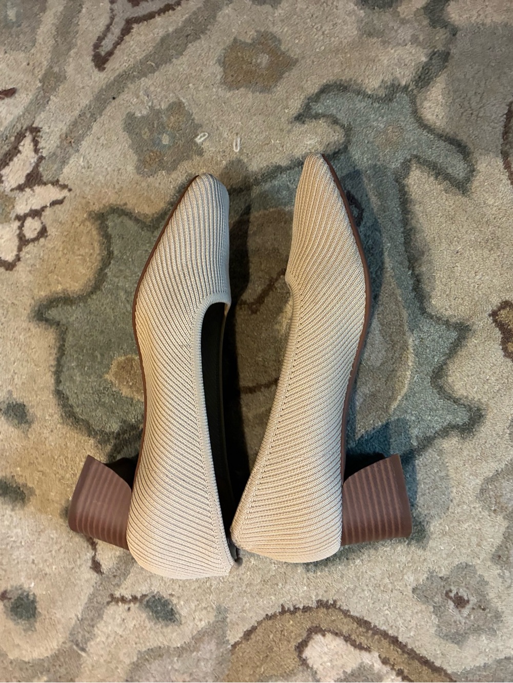 VIVAIA Margot 2.0 Beige square toe block heel knit pumps size 39